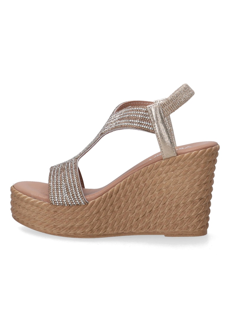 Sandale wedge cu cristale. -