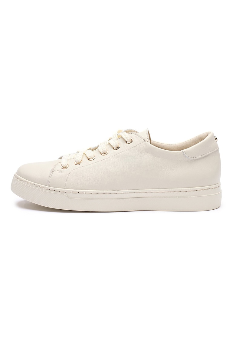 Pantofi sport din piele cu varf rotund - Crem