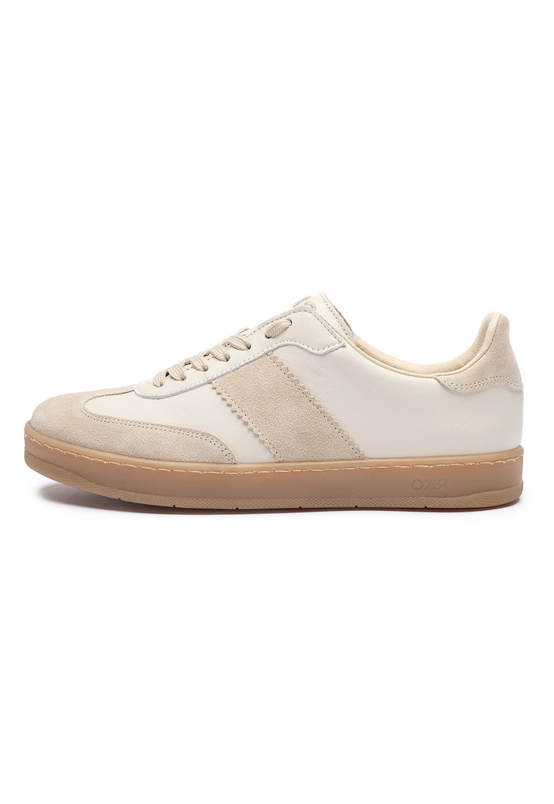 Pantofi sport din piele si piele intoarsa Nora - Bej/Crem