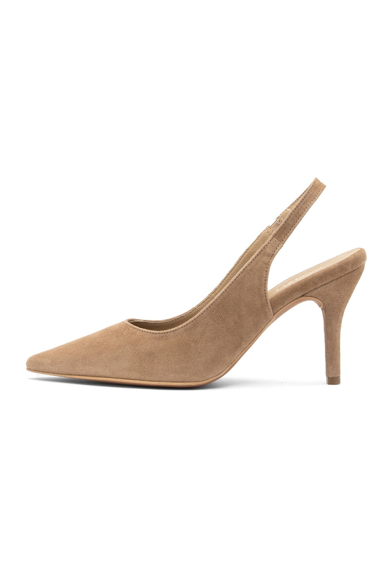 Pantofi slingback de piele intoarsa - Maro deschis