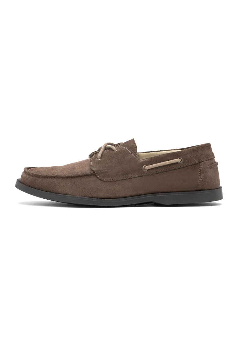 Mocasini din piele intoarsa - Maro taupe