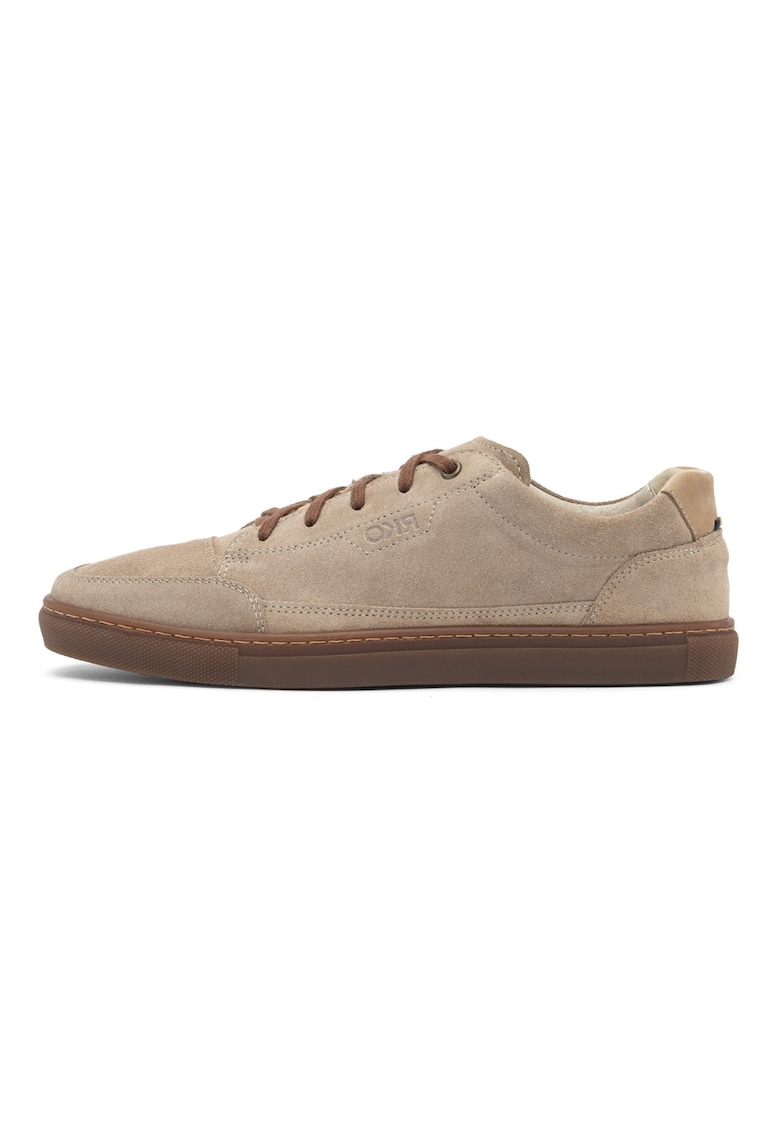 Pantofi sport din piele intoarsa cu detaliu cu logo discret - Bej