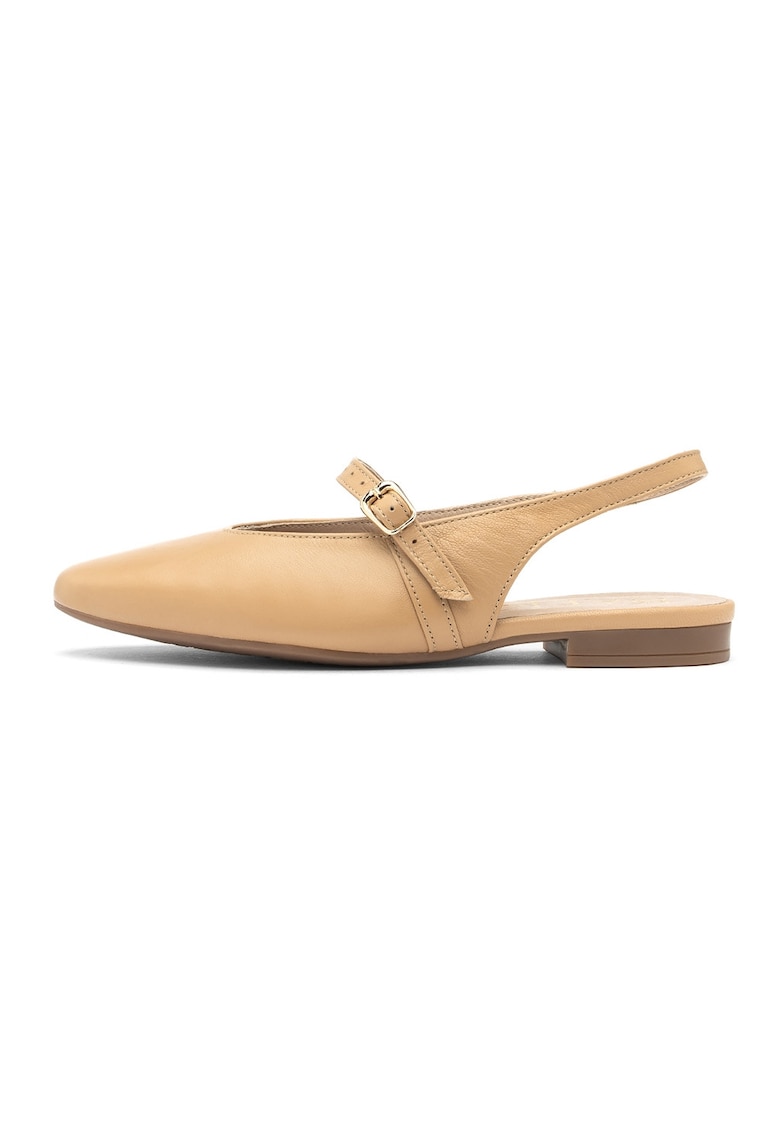 Balerini slingback de piele intoarsa Salma - Bej