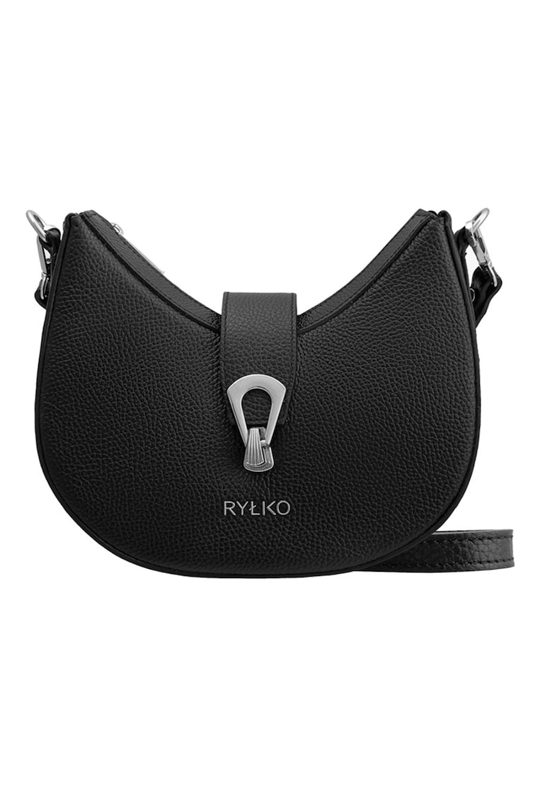 Geanta crossbody din piele cu logo metalic - Negru