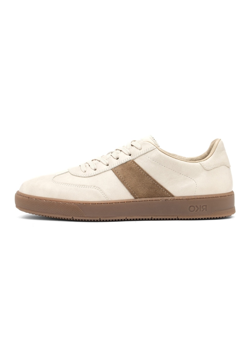 Pantofi sport din piele si piele intoarsa - Maro/Crem