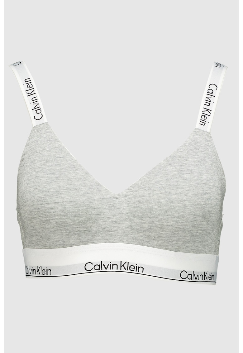 Sutien din amestec de bumbac cu acoperire completa - Gri deschis/Alb optic