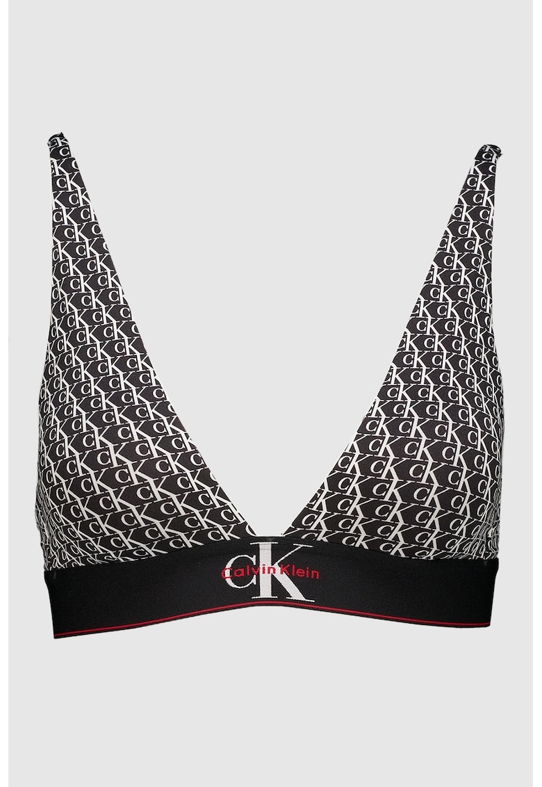 Sutien bralette cu model monograma - Alb/Negru/Rosu inchis