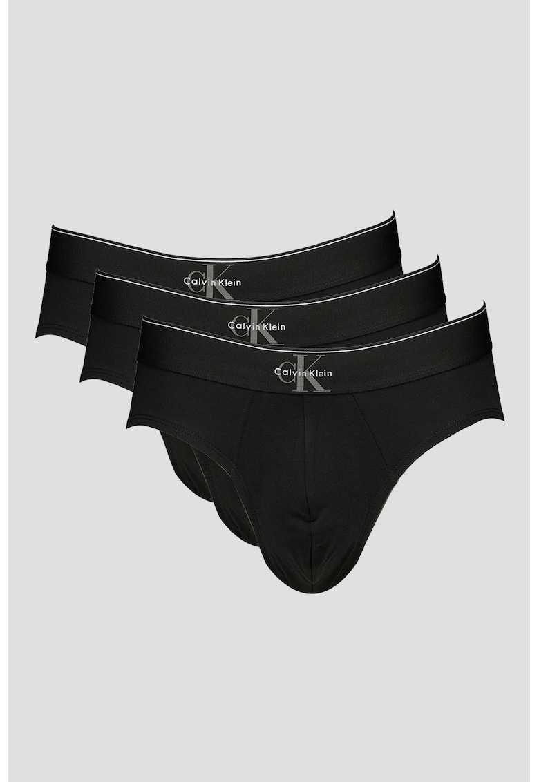 Set de chiloti cu banda logo in talie - 3 perechi - Gri antracit