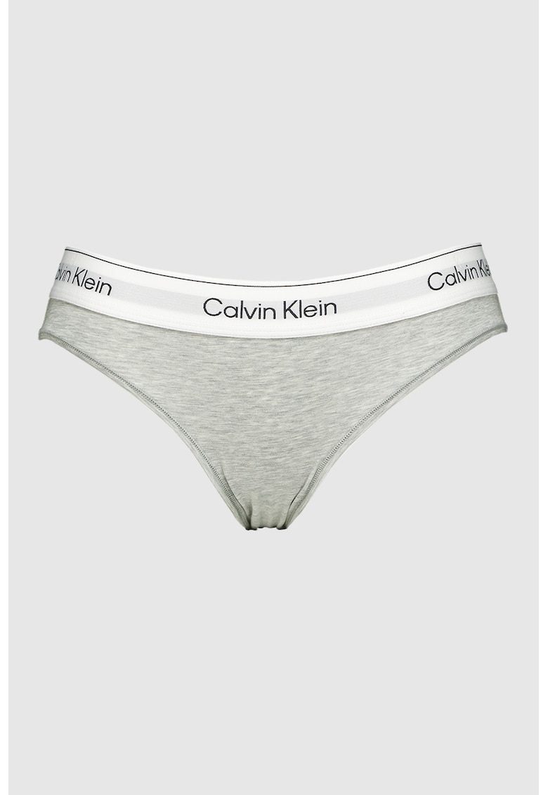 Chiloti din amestec de modal cu banda logo in talie - Gri deschis