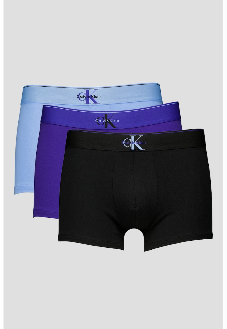 Set de boxeri cu banda logo elastica in talie - 3 perechi - Negru/Albastru lavanda/Albastru indigo