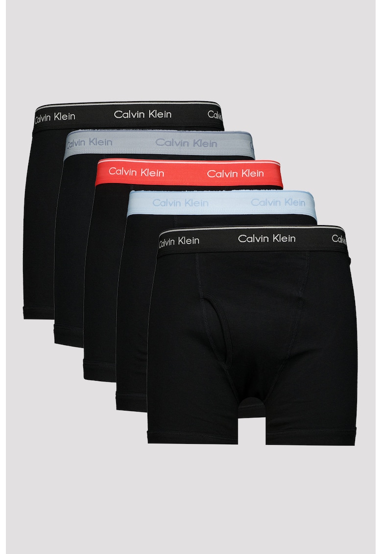 Set de boxeri cu banda logo in talie - 5 perechi - Negru/Gri deschis/Albastru lavanda