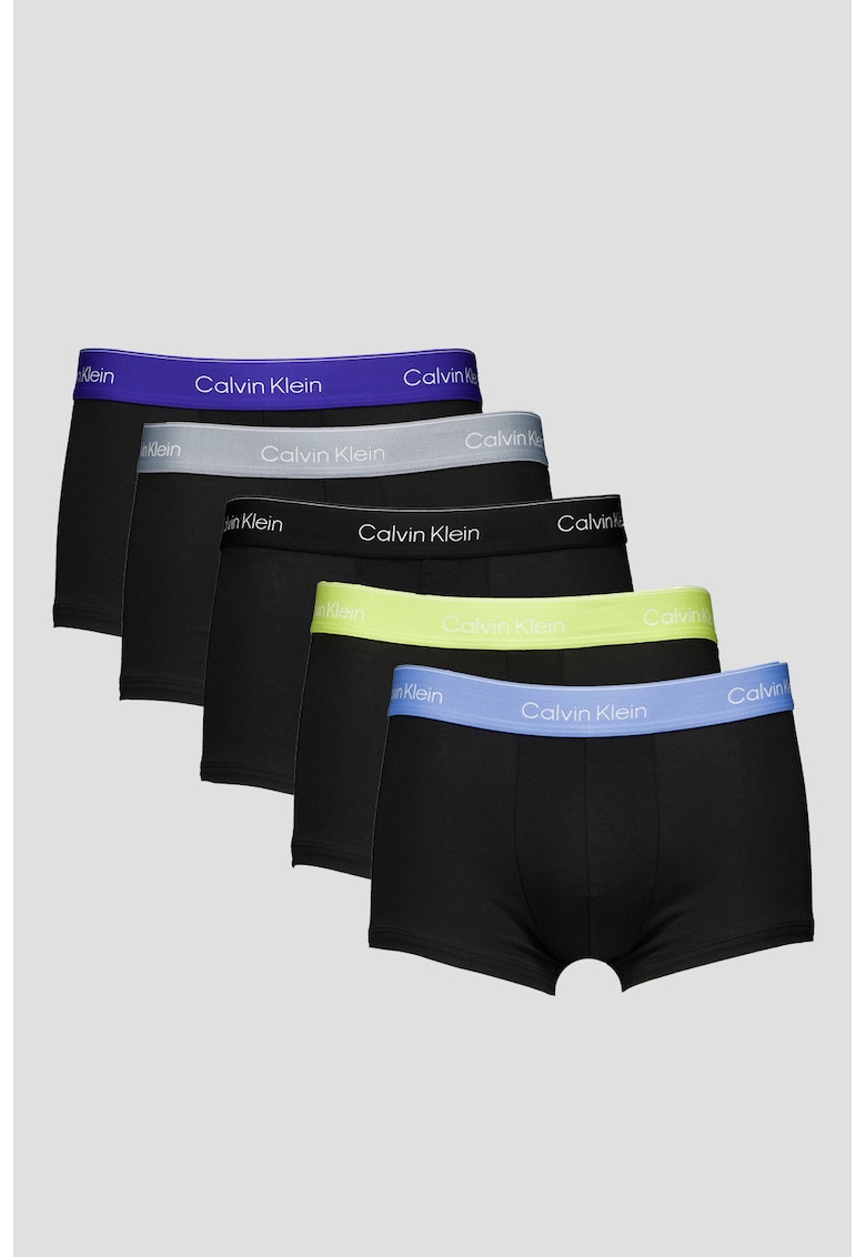 Set de boxeri low-cut cu logo - 5 perechi - Gri deschis/Verde lime/Albastru