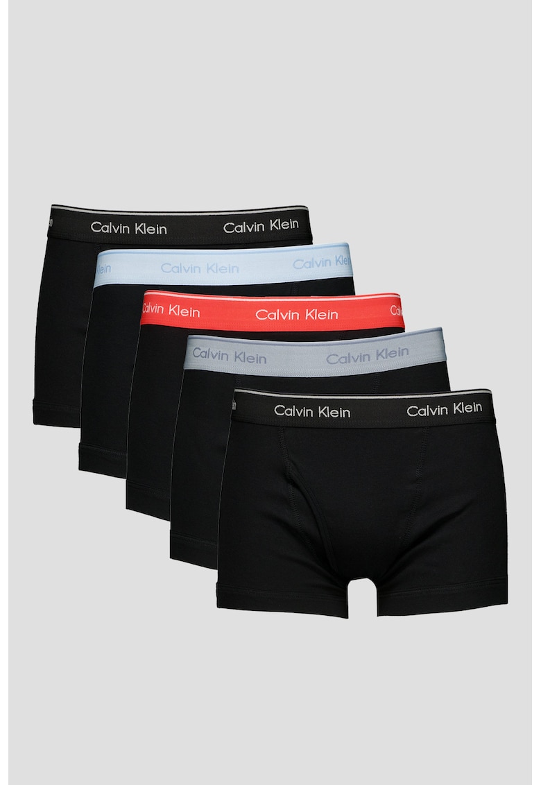 Set de boxeri cu banda logo in talie - 5 perechi - Negru/Gri deschis/Coral/Albastru azur