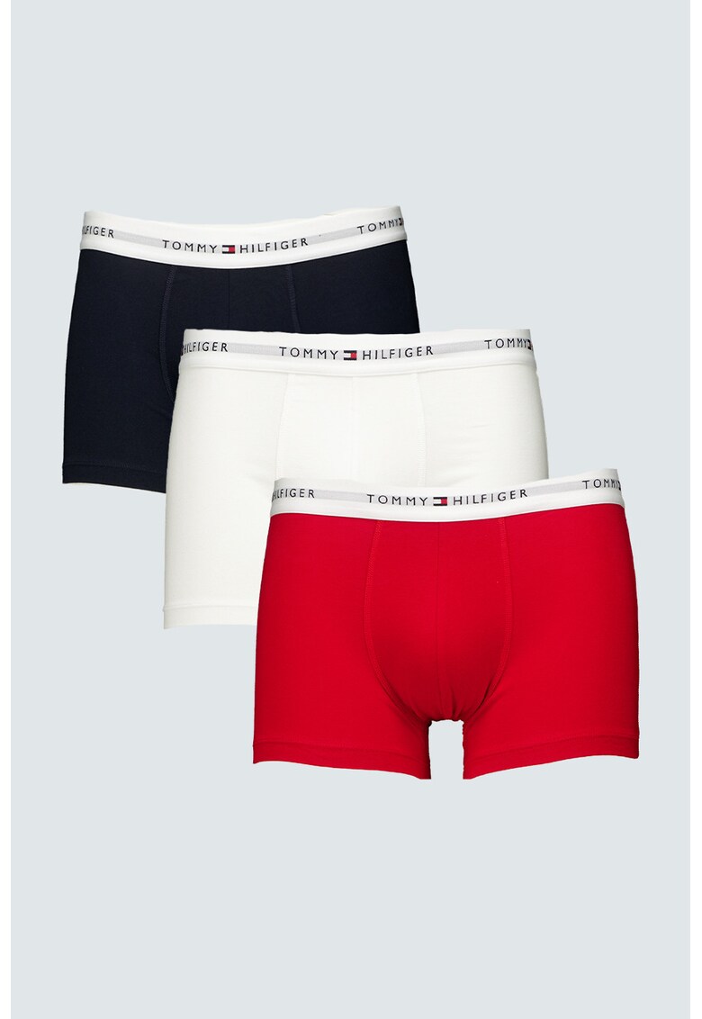 Set de boxeri Signature - 3 perechi - Alb/Negru/Rosu vermillion