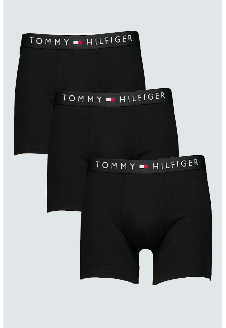 Set de boxeri cu banda logo in talie - 3 perechi - Negru/Rosu inchis