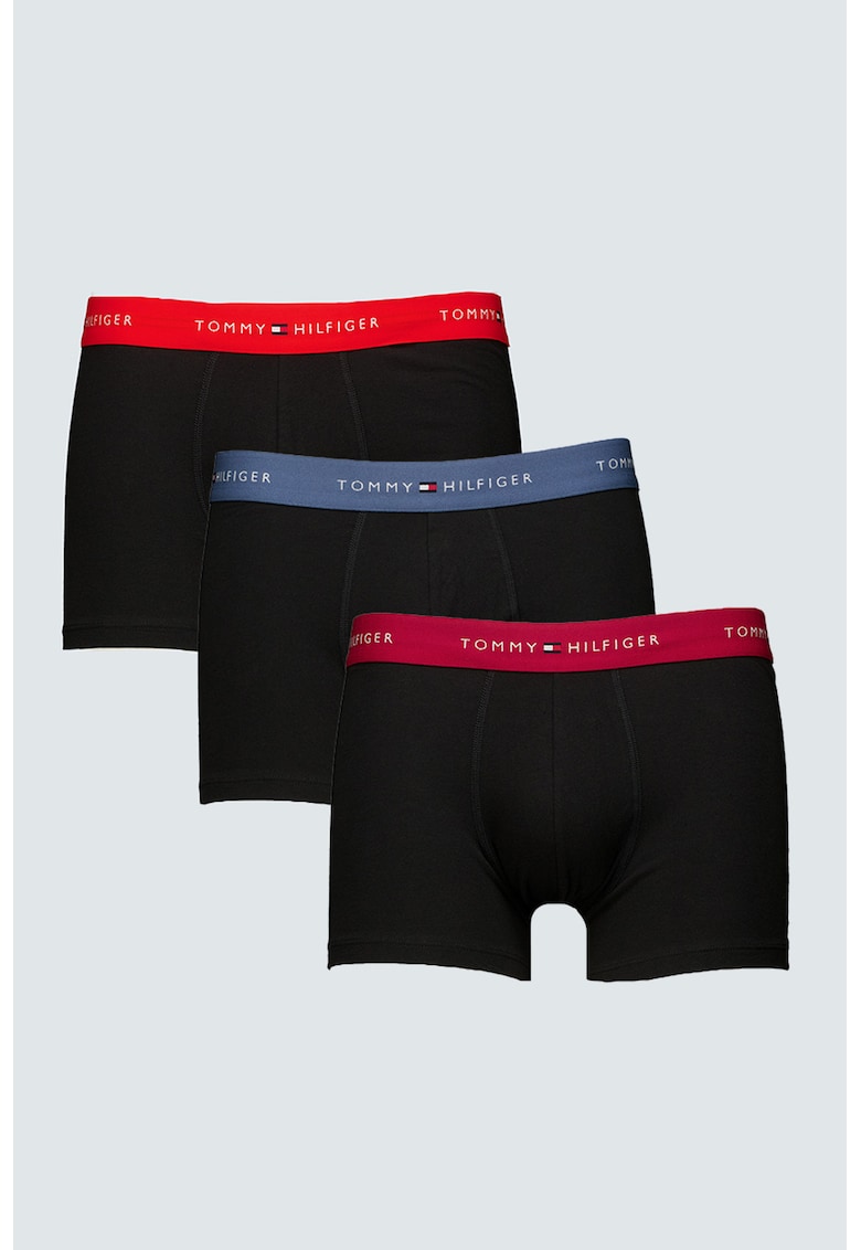 Set de boxeri cu banda logo in talie - 3 perechi - Negru/Albastru prafuit/Rosu vermillion