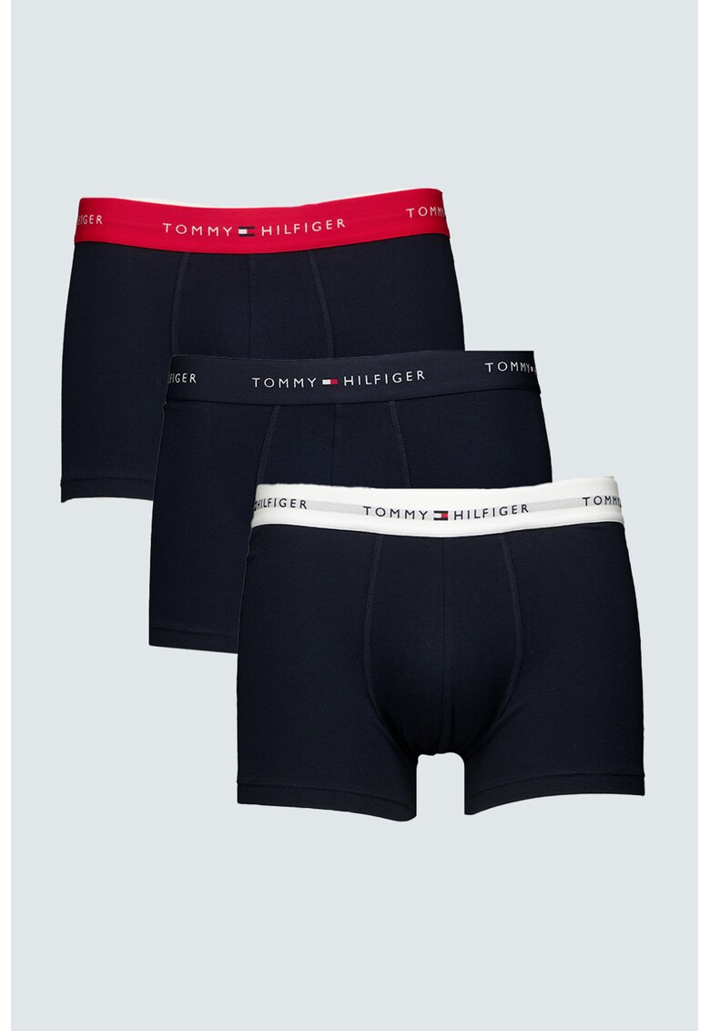 Set de boxeri cu banda logo in talie - 3 perechi - Rosu/Alb/Albastru ultramarin