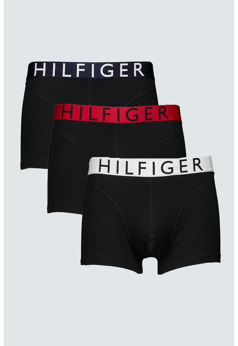 Set de boxeri cu banda logo in talie - 3 perechi - Negru/Albastru ultramarin/Rosu vermillion