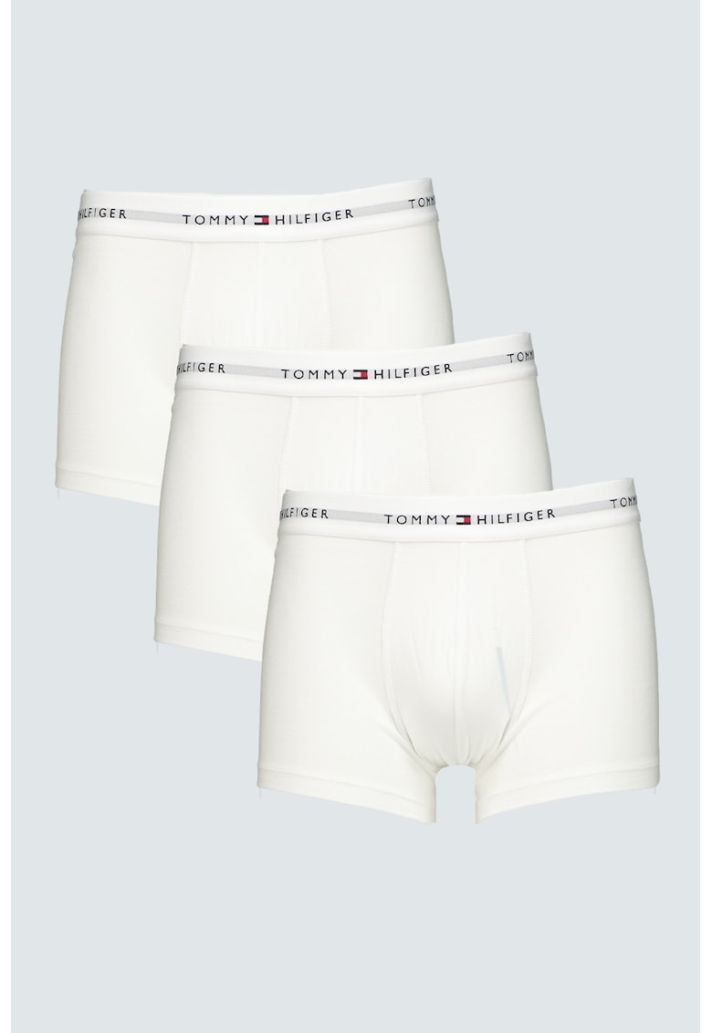 Set de boxeri cu banda logo in talie - 3 perechi - Alb/Gri deschis