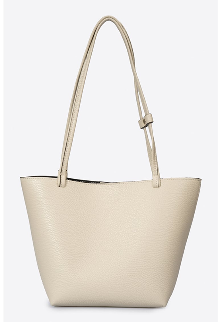 Geanta shopper din piele granulata - Bej deschis