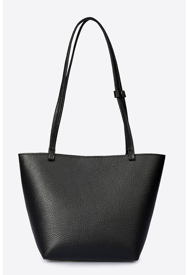 Geanta shopper din piele granulata - Negru