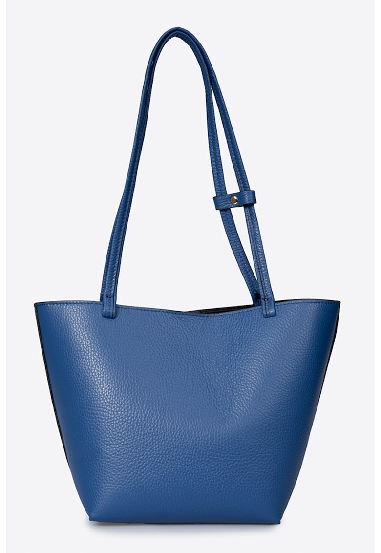 Geanta shopper din piele granulata - Albastru royal