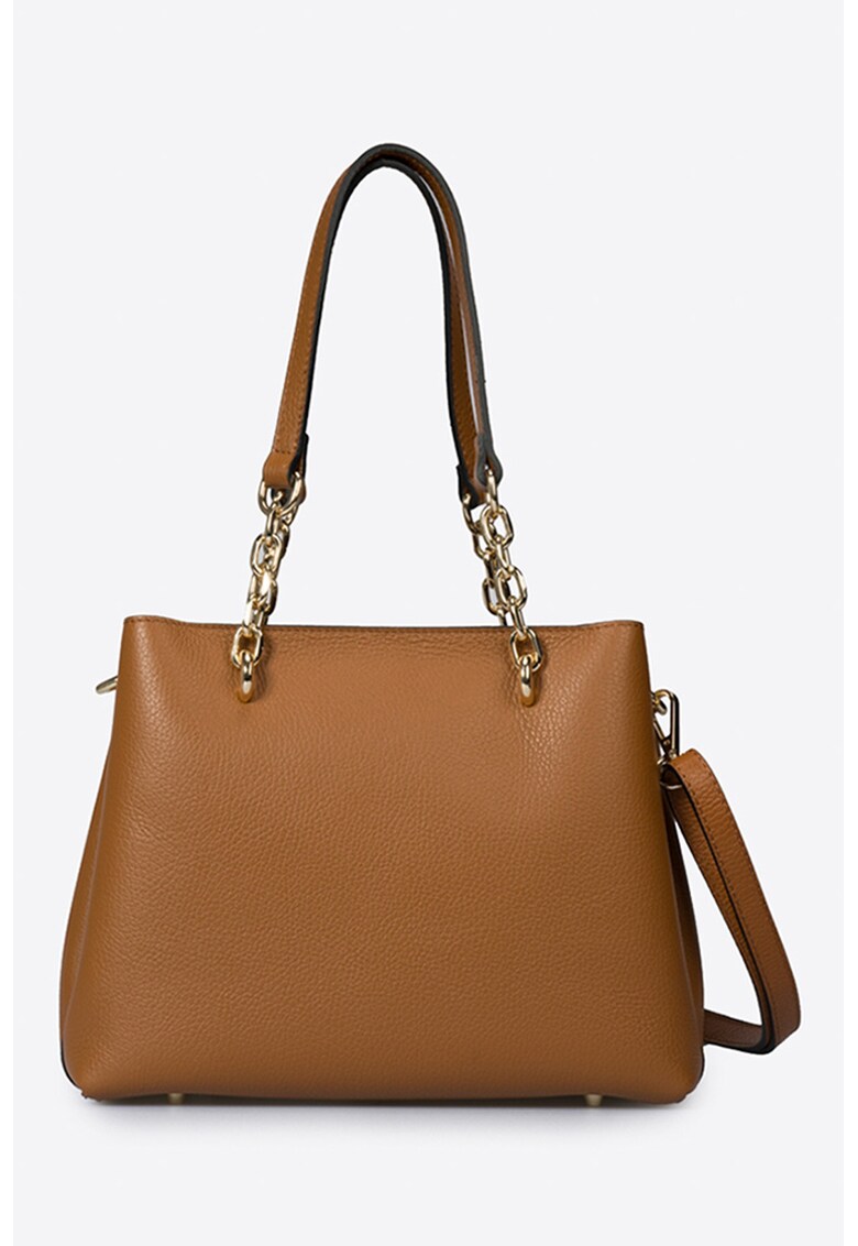 Geanta de piele cu bareta de umar si picioruse metalice