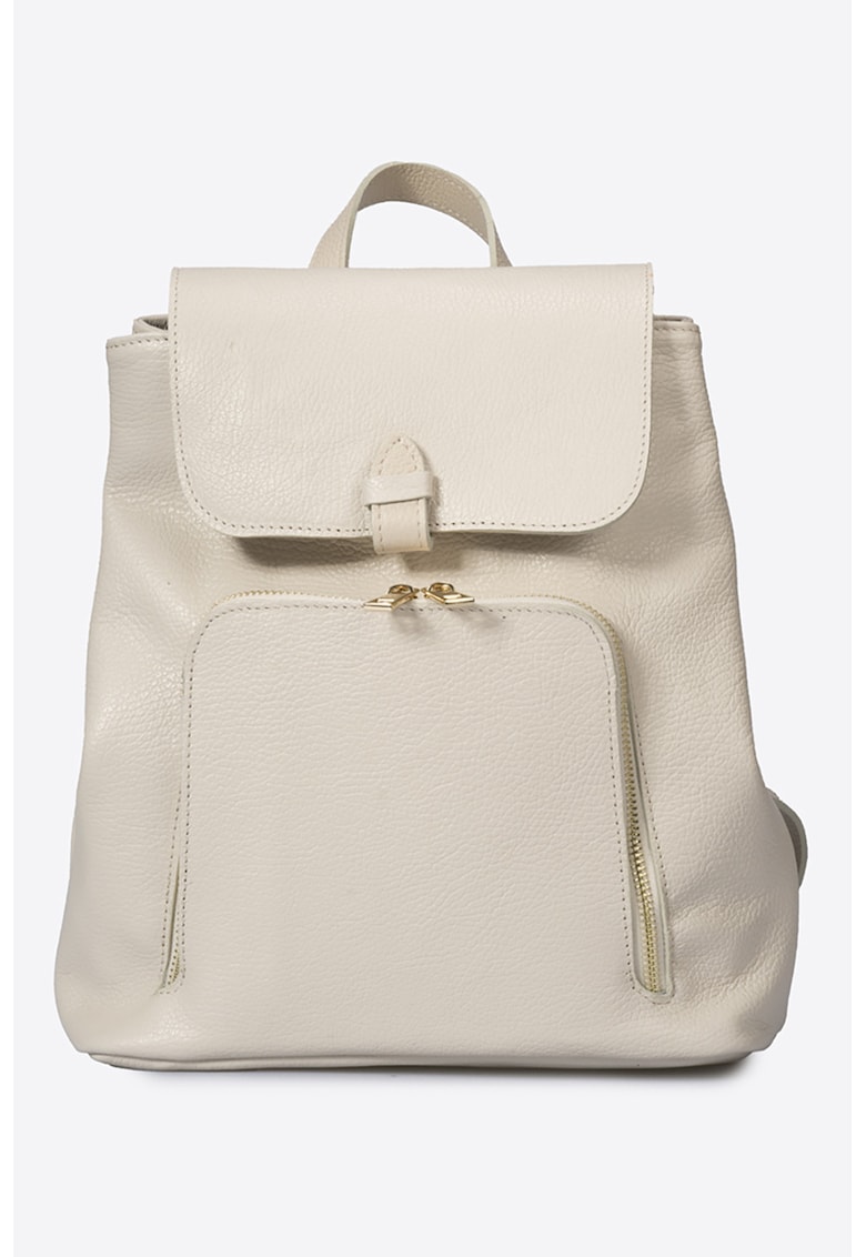 Rucsac din piele cu clapa - Bej deschis