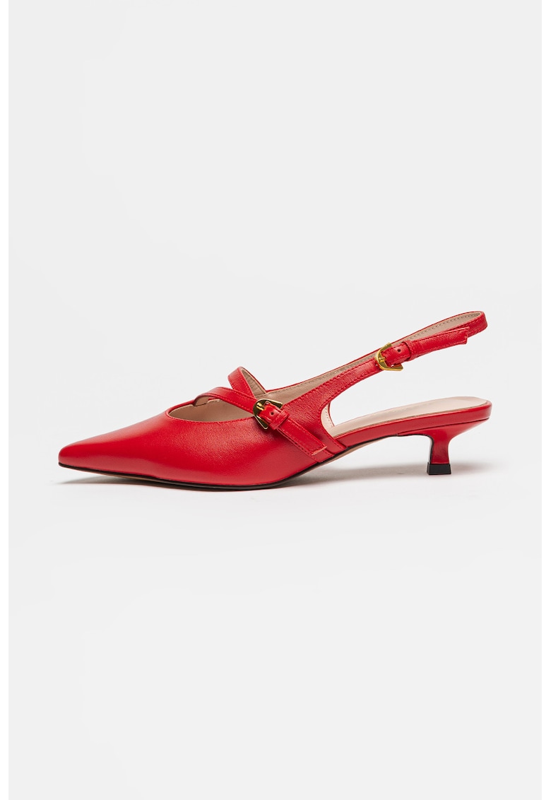 Pantofi slingback de piele cu varf ascutit Ginko - Rosu