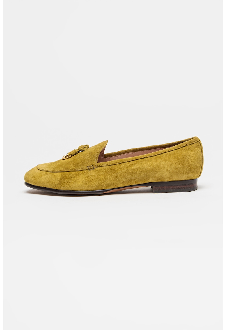 Pantofi loafer de piele intoarsa cu anouri - Verde masliniu