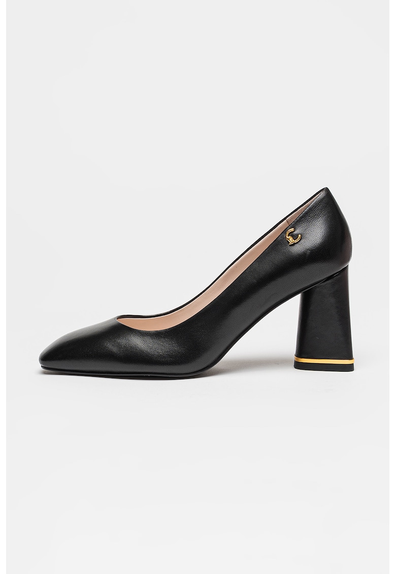 Pantofi din piele cu varf patrat C-Everyday - Negru