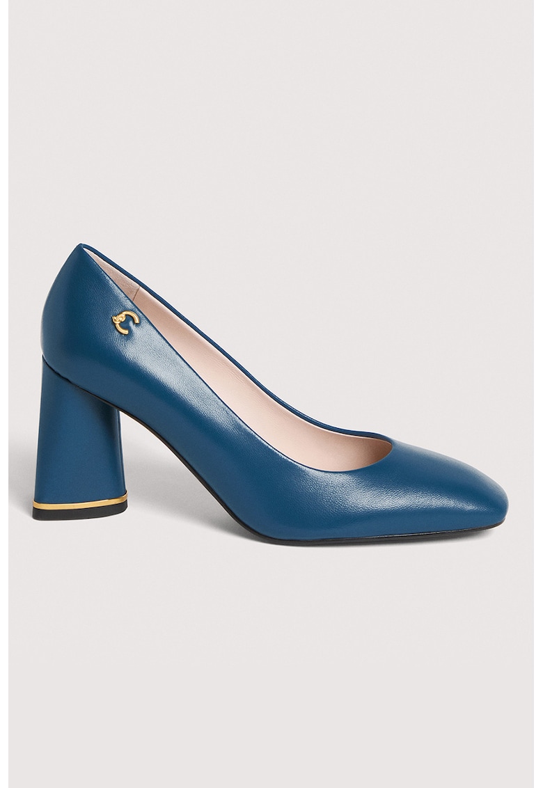 Pantofi din piele cu varf patrat C-Everyday - Albastru