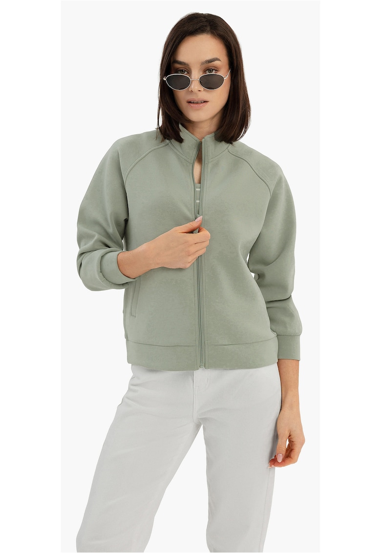 Bluza de trening cu fermoar - cu guler inalt - B-Elia - menta -