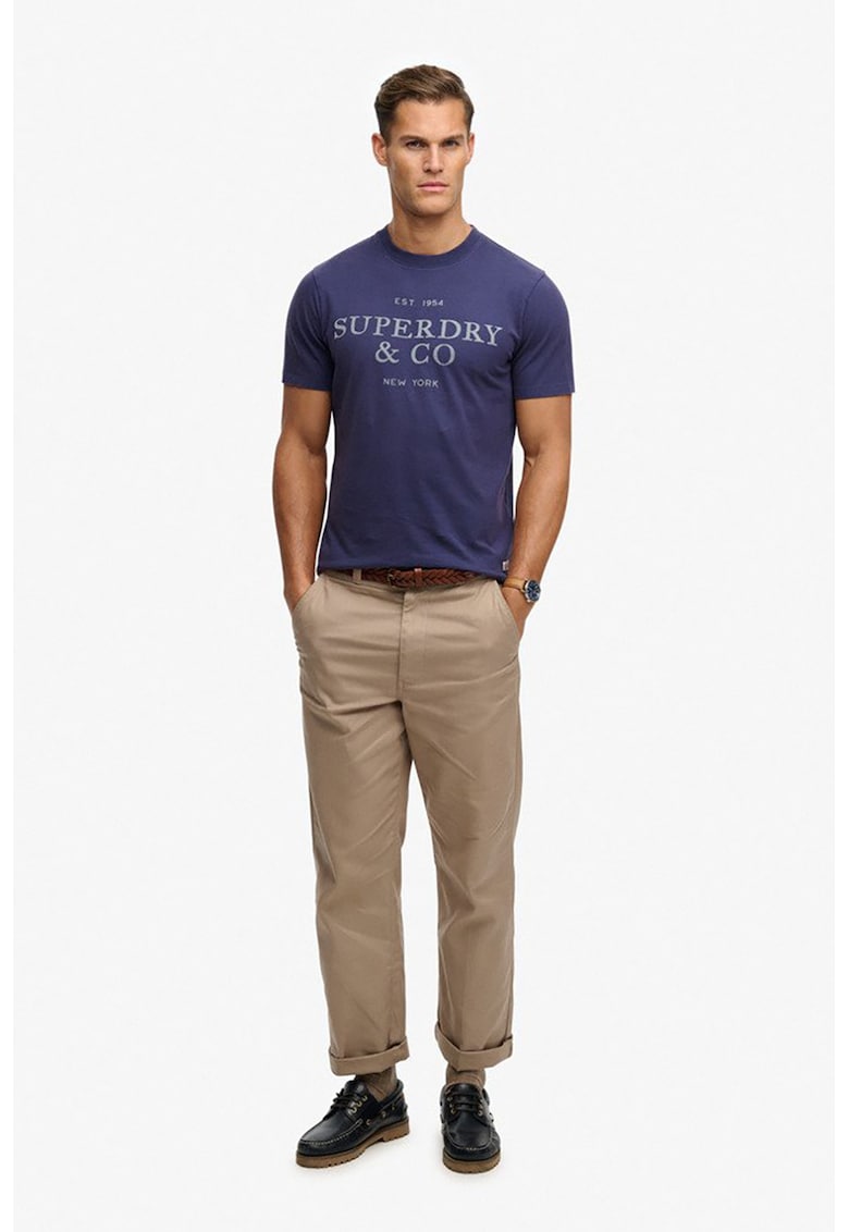 Tricou cu imprimeu logo - Gri/Albastru