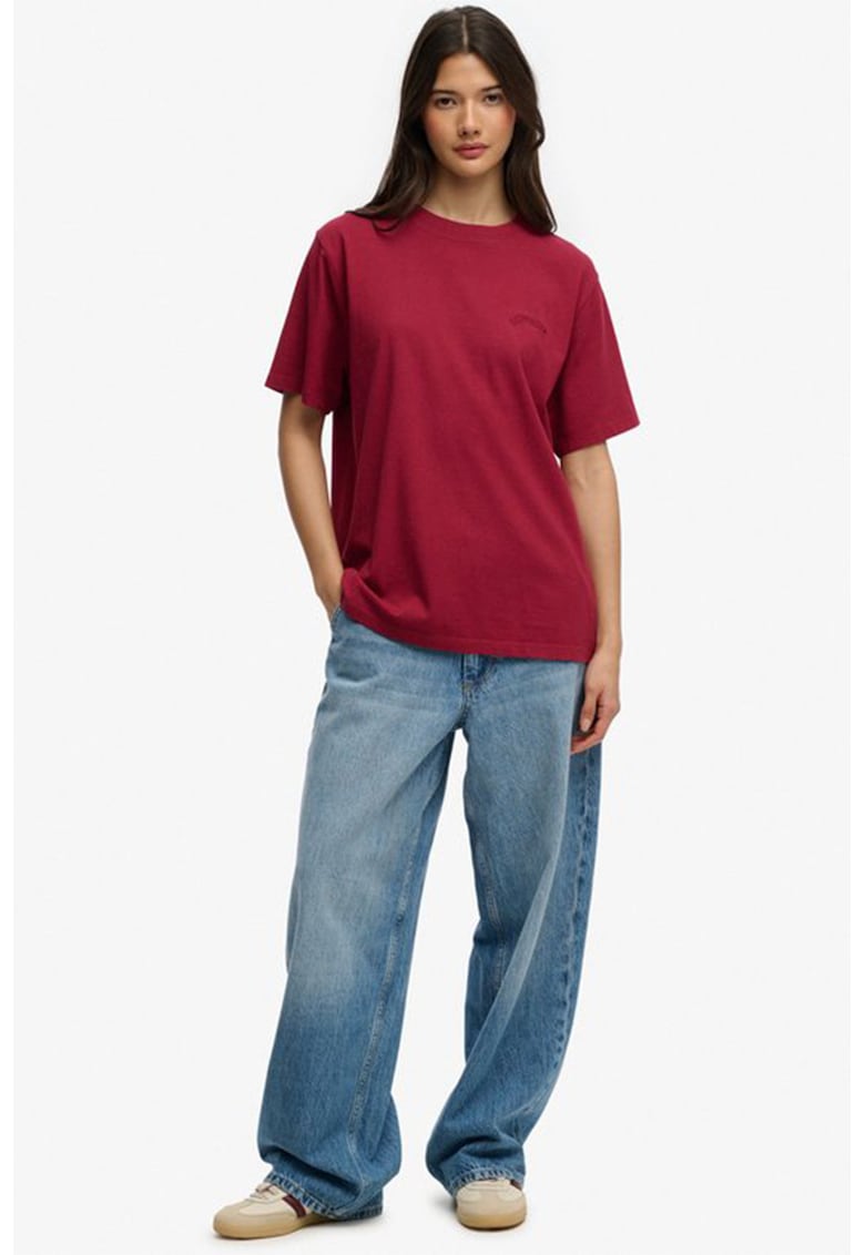 Tricou supradimensionat din bumbac - Rosu inchis