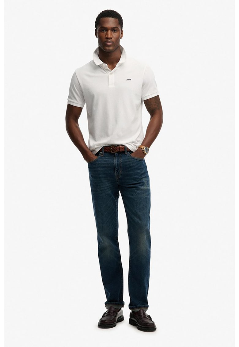 Tricou polo regular fit - Alb optic