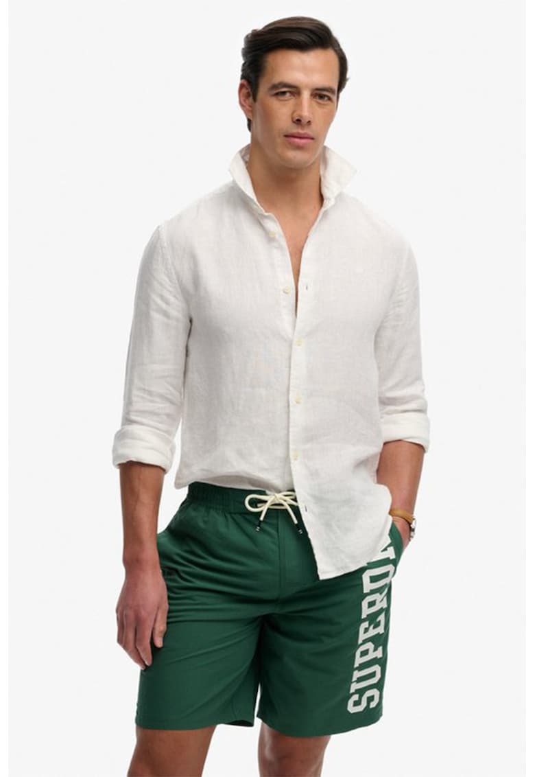Pantaloni scurti de baie cu logo - Alb/Verde englez