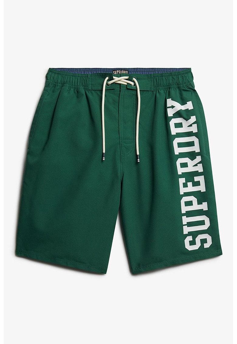 Pantaloni scurti de baie cu logo - Alb/Verde englez
