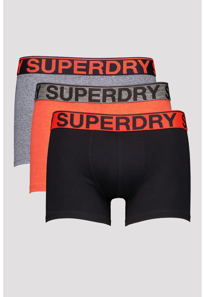 Set de boxeri cu banda logo in talie - 3 perechi - Negru/Gri/Portocaliu mandarina