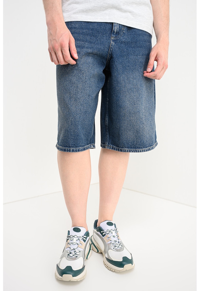 Bermude supradimensionate din denim - Bleumarin