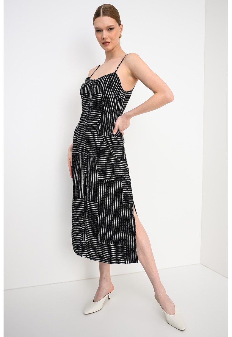 Rochie cu nasturi si buline - Alb/Negru