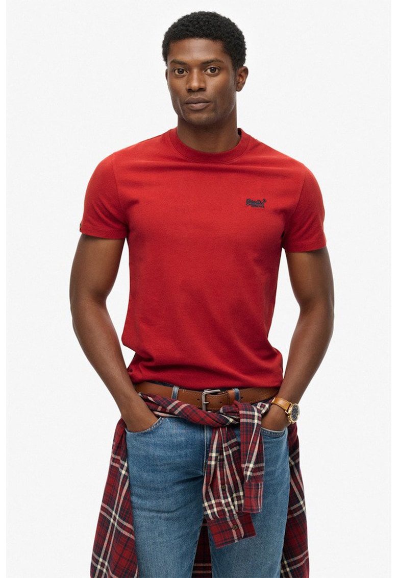 Tricou slim fit de bumbac Essential - Rosu