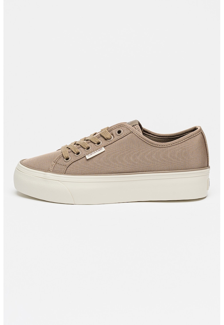 Pantofi sport low-cut flatform - Maro taupe/Alb murdar