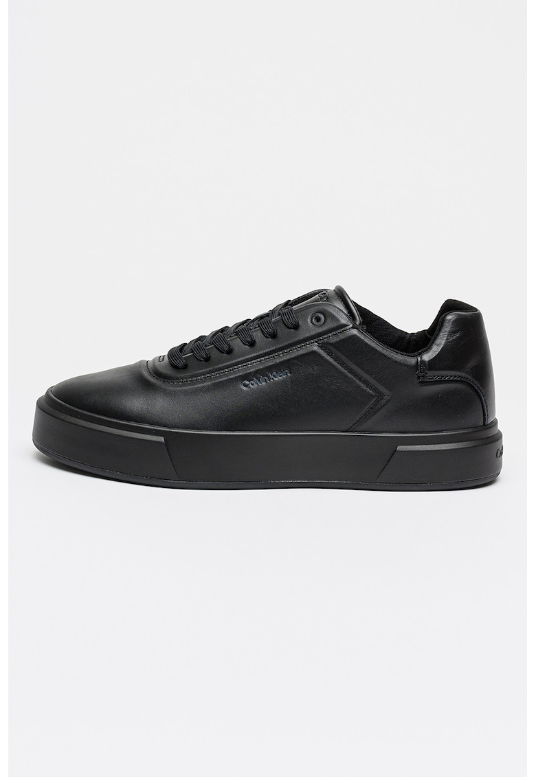 Pantofi sport de piele cu logo - Negru