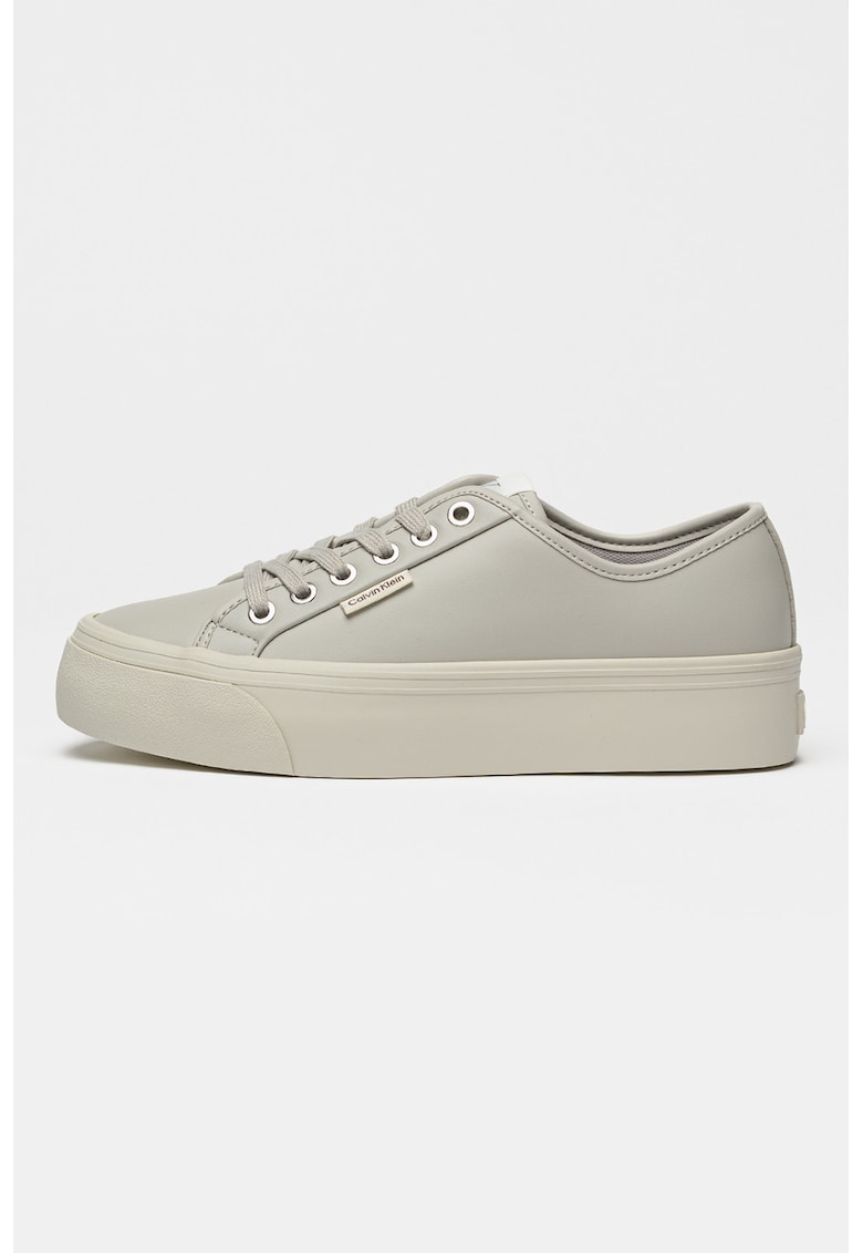 Pantofi sport flatform de piele - Bej deschis