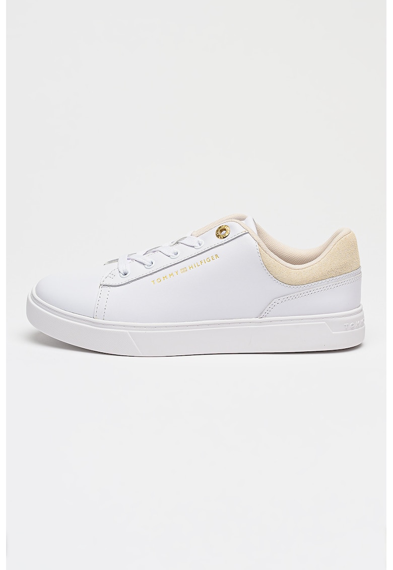 Pantofi sport Cupsole de piele cu sireturi - Alb optic/Bej deschis