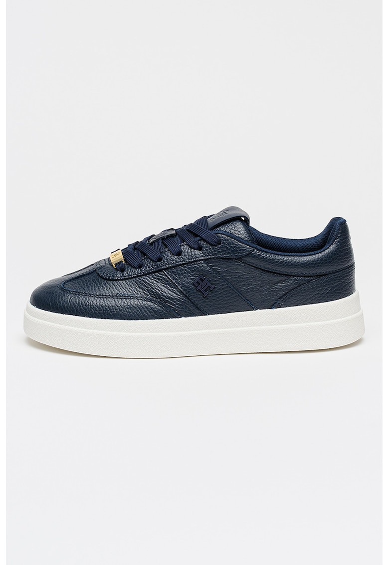 Pantofi sport de piele - Alb optic/Bleumarin