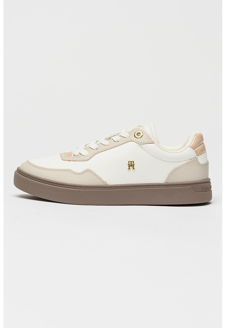 Pantofi sport de piele cu monograma - Maro taupe/Maro taupe deschis/Alb murdar