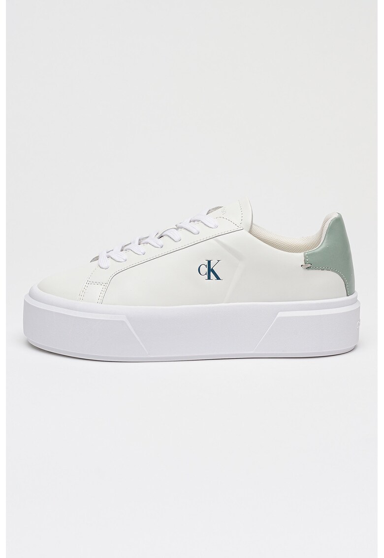 Pantofi sport flatform din piele cu logo Sienna - Verde pal/Alb optic/Alb murdar