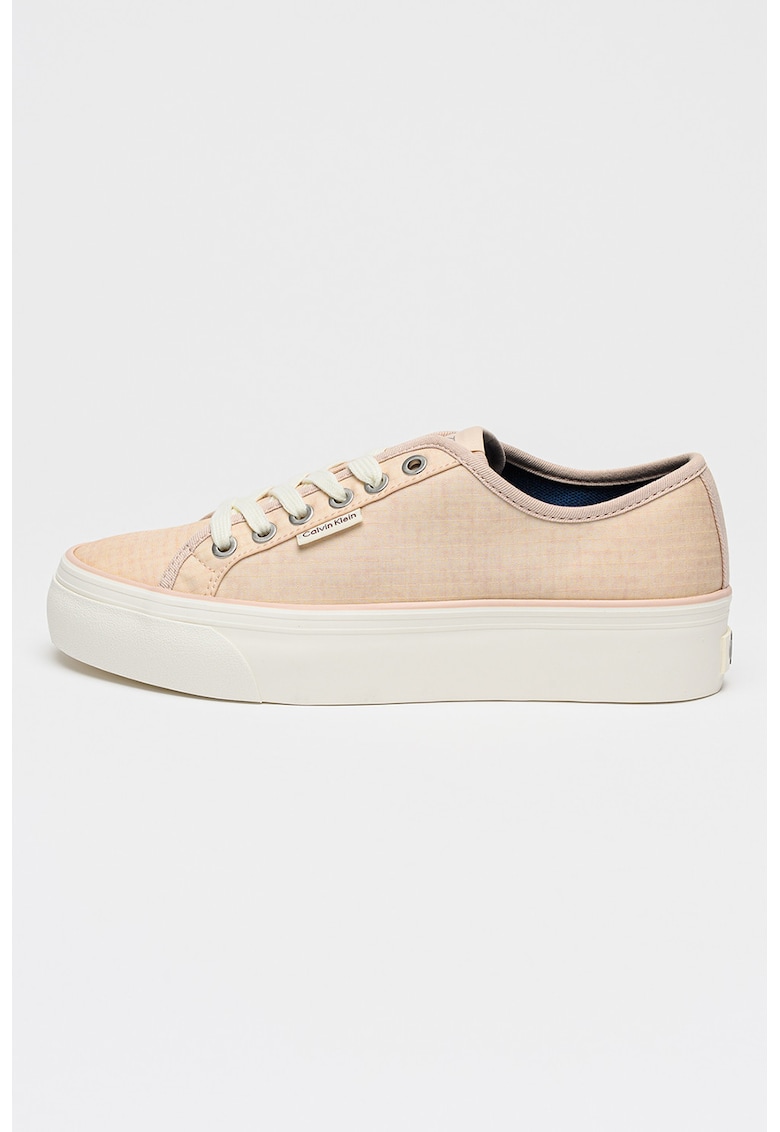 Pantofi sport textili flatform - Piersica/Alb murdar